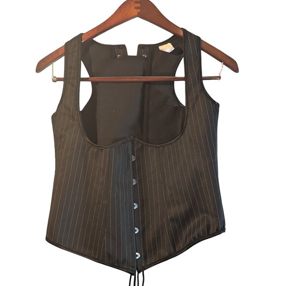 Pinstripe Underbust Corset Dark Academia Gothic Business Core - Picture 1 of 8